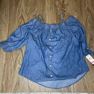 NWT BCX off the shoulder top Jean blue